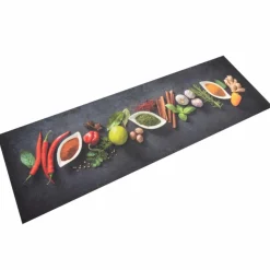 Clearance Muebles tifón Alfombra de cocina lavable terciopelo dibujo especias 60x180 cm Multicolor