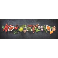 Clearance Muebles tifón Alfombra de cocina lavable terciopelo dibujo especias 60x180 cm Multicolor
