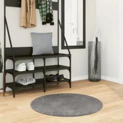New Muebles tifón Alfombra de pelo corto suave lavable HUARTE antracita Ø 80 cm Antracita