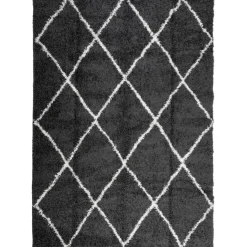 Clearance Muebles tifón Alfombra de pelo largo moderna PAMPLONA negro y crema 200x280cm Multicolor
