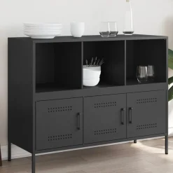 Best Muebles tifón Aparador acero negro 100,5x39x79 cm Negro