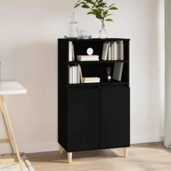 Best Muebles tifón Aparador alto madera contrachapada negro 60x36x110 cm Negro