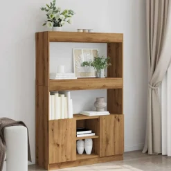 Best Muebles tifón Aparador alto madera de ingeniería roble artesanal 92x33x140 cm Marrón