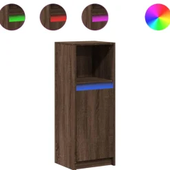 Best Muebles tifón Aparador con LED madera ingeniería marrón roble 38x34x100 cm Marrón
