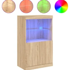Best Muebles tifón Aparador con luces LED roble Sonoma 60,5x37x100 cm Marrón
