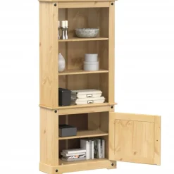 Best Muebles tifón Aparador Corona madera maciza de pino 74x38x170 cm Marrón