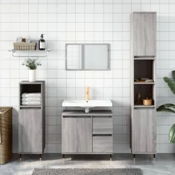 Best Muebles tifón Armario de baño madera contrachapada gris Sonoma 65x33x60 cm Gris