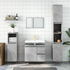 Best Muebles tifón Armario de baño madera contrachapada gris hormigón 65x33x60 cm Gris