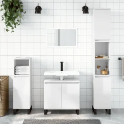 Best Muebles tifón Armario de baño madera de ingeniería blanco brillo 58x33x60 cm Blanco