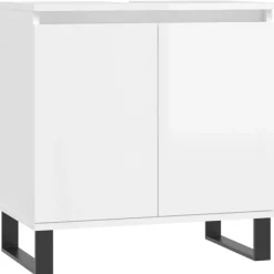Best Muebles tifón Armario de baño madera de ingeniería blanco brillo 58x33x60 cm Blanco