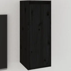 Best Muebles tifón Armario de pared de madera maciza de pino negro 30x30x80 cm Negro