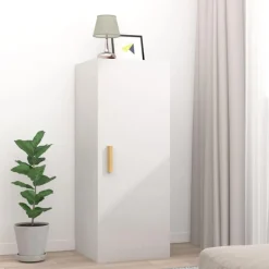 Best Muebles tifón Armario pared madera contrachapada blanco brillo 34,5x34x90 cm Blanco