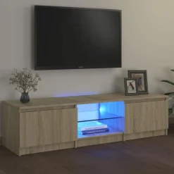 Best Muebles tifón Armario TV con luces LED roble Sonoma 140x40x35,5 cm Marrón