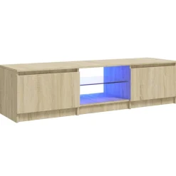 Best Muebles tifón Armario TV con luces LED roble Sonoma 140x40x35,5 cm Marrón