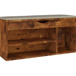 Best Muebles tifón Banco zapatero con cojín madera ingeniería roble ahumado Marrón