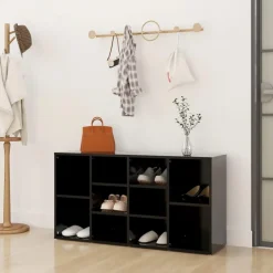 Best Muebles tifón Banco zapatero de madera contrachapada negro 103x30x54,5 cm Negro