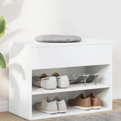 Best Muebles tifón Banco zapatero de madera de ingeniería blanco 60x30x45 cm Blanco