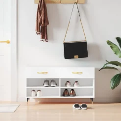 Best Muebles tifón Banco zapatero madera de ingeniería blanco 102x35x55 cm Blanco