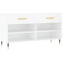 Best Muebles tifón Banco zapatero madera de ingeniería blanco 102x35x55 cm Blanco