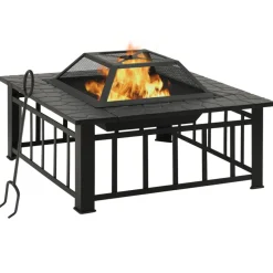 Discount Muebles tifón Brasero con atizador acero 79x79x46,5 cm Negro