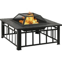 Discount Muebles tifón Brasero con atizador acero 79x79x46,5 cm Negro