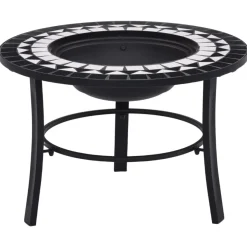 Clearance Muebles tifón Brasero de mosaico cerámica negro y blanco 68 cm Negro