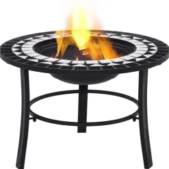 Clearance Muebles tifón Brasero de mosaico cerámica negro y blanco 68 cm Negro