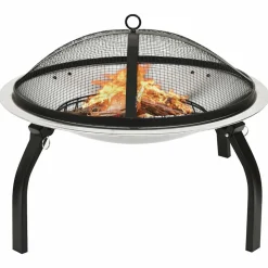 Discount Muebles tifón Brasero y barbacoa 2 en 1 atizador acero inoxidable 56x56x49 cm Plateado