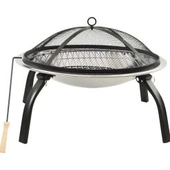 Discount Muebles tifón Brasero y barbacoa 2 en 1 atizador acero inoxidable 56x56x49 cm Plateado