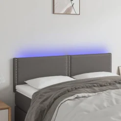 Best Muebles tifón Cabecero con LED cuero sintético negro 144x5x78/88 cm Gris