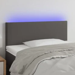Best Muebles tifón Cabecero con LED cuero sintético gris 90x5x78/88 cm Gris