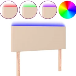 Best Muebles tifón Cabecero con LED cuero sintético color capuchino 100x5x78/88 cm Marrón
