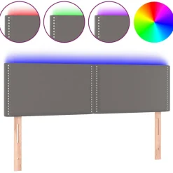 Best Muebles tifón Cabecero con LED cuero sintético negro 144x5x78/88 cm Gris