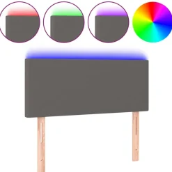 Best Muebles tifón Cabecero con LED cuero sintético gris 90x5x78/88 cm Gris