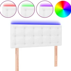 Best Muebles tifón Cabecero con LED cuero sintético blanco 100x5x78/88 cm Blanco