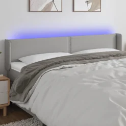 Best Muebles tifón Cabecero con LED de tela gris claro 163x16x78/88 cm Gris