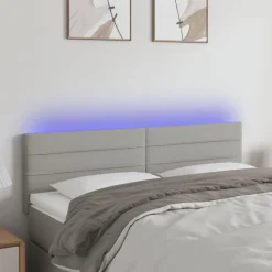 Best Muebles tifón Cabecero con LED de tela gris claro 144x5x78/88 cm Gris