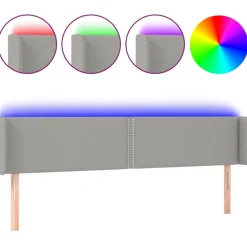 Best Muebles tifón Cabecero con LED de tela gris claro 163x16x78/88 cm Gris