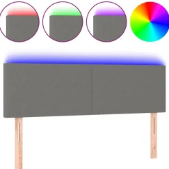 Fashion Muebles tifón Cabecero con LED de tela gris oscuro 144x5x78/88 cm Gris