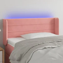 Discount Muebles tifón Cabecero con LED de terciopelo rosa 83x16x78/88 cm Rosa