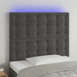 Best Muebles tifón Cabecero con luces LED terciopelo gris oscuro 90x5x118/128 cm Gris