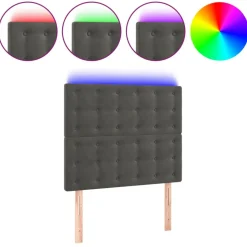 Best Muebles tifón Cabecero con luces LED terciopelo gris oscuro 90x5x118/128 cm Gris
