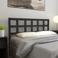 Discount Muebles tifón Cabecero de cama madera maciza de pino negro 165,5x4x100 cm Negro