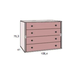 Best Muebles tifón Cómoda 4 cajones MENDOL 03