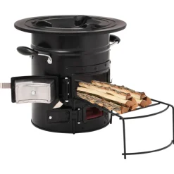 Hot Muebles tifón Cocina de leña para camping acero negro 50x33,5x30,5 cm Negro