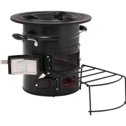 Hot Muebles tifón Cocina de leña para camping acero negro 50x33,5x30,5 cm Negro