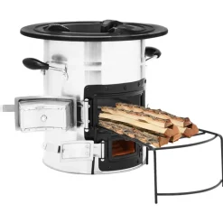 Hot Muebles tifón Cocina leña camping acero inoxidable plateado 51,5x35x30,5 cm Plateado