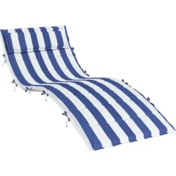 Best Muebles tifón Cojín de tumbona tela Oxford a rayas azul y blanco 180x60x3 cm Azul