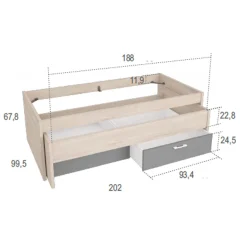 Best Muebles tifón Compacto JOVEN 505 Albo-gris tormenta