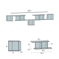 Fashion Muebles tifón Conjunto de estantes colgantes VITA19